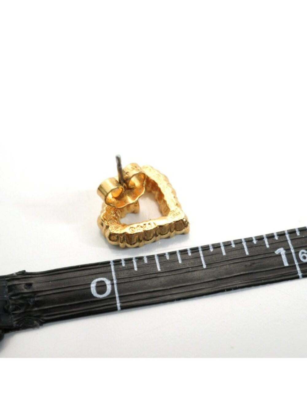 Vintage Avon Heart Red Clean Rhinestones Gold-Tone Post Earrings - Picture 7 of 7